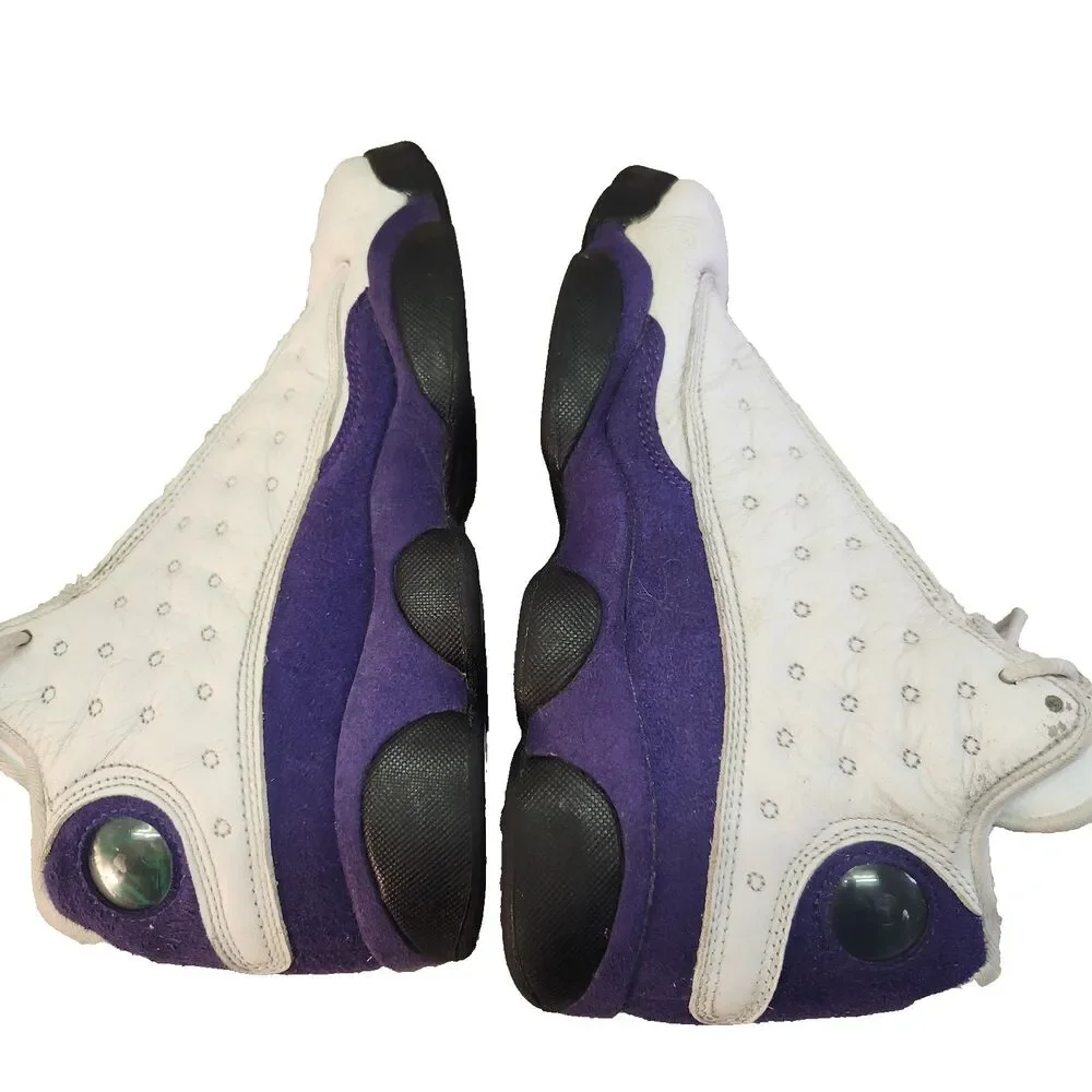 Nike Air Jordan 13 Retro Lakers GS Boys 6Y White Purple Leather Basketball Shoes
